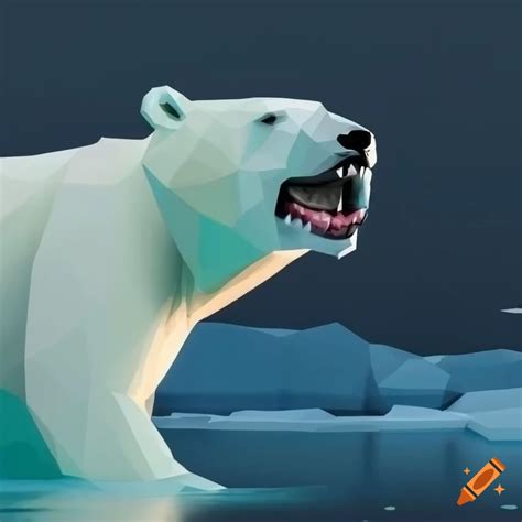 Low Poly Art Of A Polar Bear Screaming On An Ice Floe On Craiyon