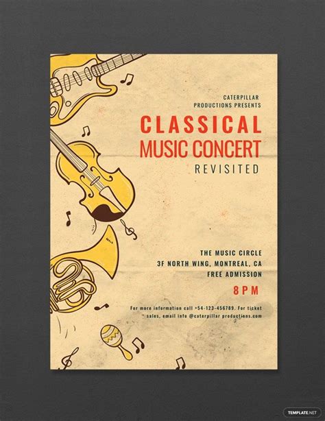 Classic Music Concert Poster Template Illustrator Apple Pages Psd