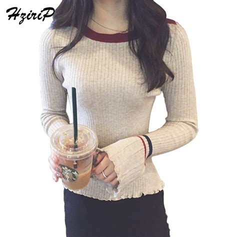 Hzirip 2017 Autumn New Fashion Style Slim Sweater O Neck Long Sleeved