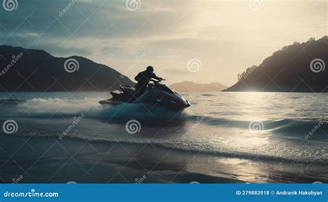 A Man Driving A Jet Ski Generative Ai Stock Illustration