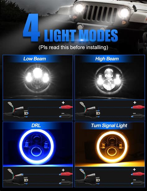 Uni Shine Inch Led Headlight Round H Led Headlight Blue Halo