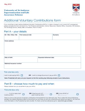 Fillable Online Additional Voluntary Contributions Form Fax Email Print