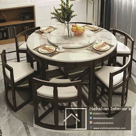 Marble Wooden Round Dining Table Seater Mehshan Interiors