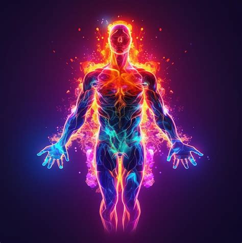 Energia de aura de corpo humano completo de ilustração Foto Premium