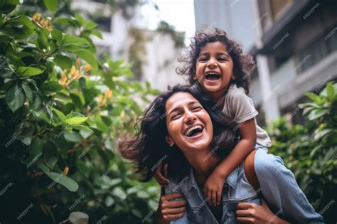 Premium Photo Happy Indian Mother And Daughter Enjoying Outdoor