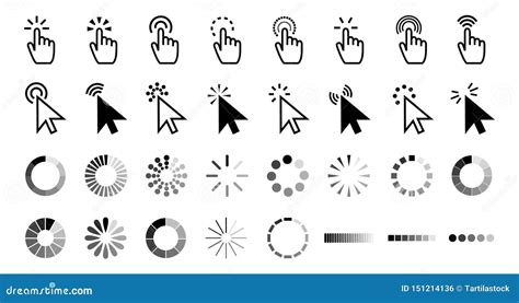 Mouse Click Cursor Icon Set Hand Finger And Arrow Cursor Pointer