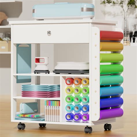 Ackitry Craft Table Craft Cart Cricut Machine Crafting Cabinet Table for Craft Room & Reviews ...
