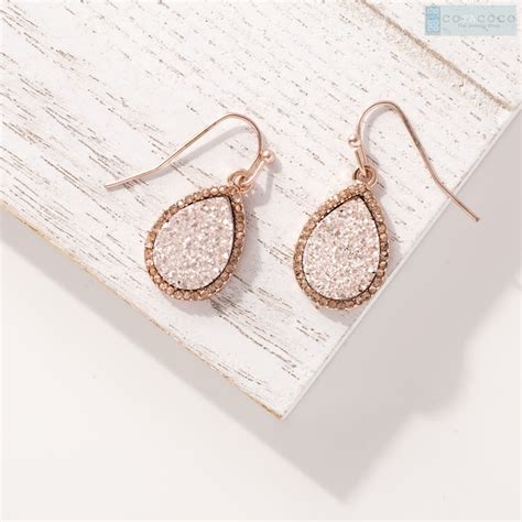 Druzy Drop Earrings Etsy