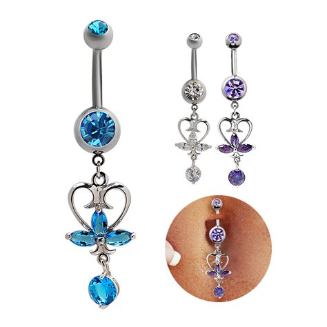 1pc Women Fashion Shiing Crystal Navel Ring Piercing Nombril Belly