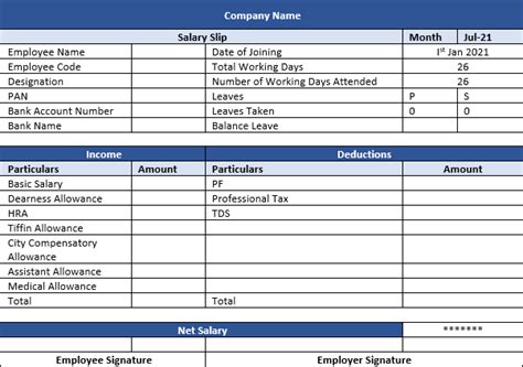 Salary Slip Format in Excel | Word | PDF | Download Template