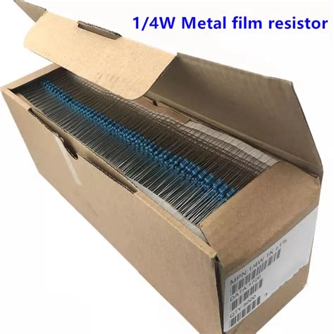 100pcs 1 4W Metal Film Resistor 1R 1M 100R 220R 330R 1K 1 5K 2 2K