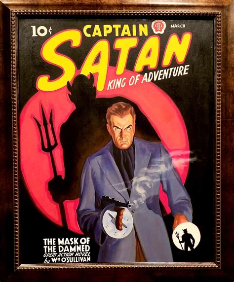 THOMAS GIANNI LARGE CAPTAIN SATAN PULP COVER RECREATION PAINTING In