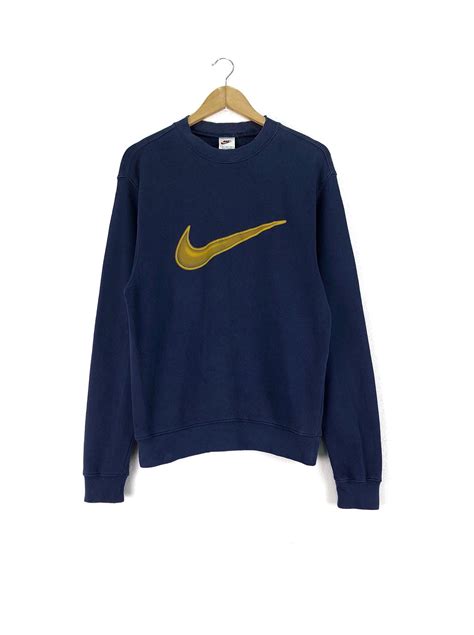 Vintage Nike Swoosh Sweatshirt Jumper Big Logo Dark Blue Color Etsy