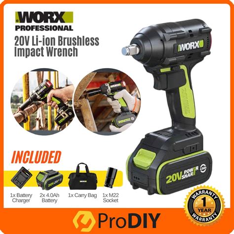 Worx Wu279 20v Li Ion Brushless Impact Wrench Spanar Professional Power