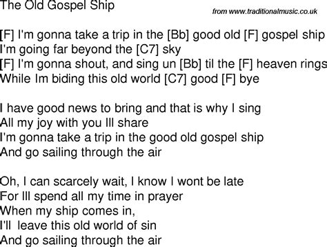 Old Time Song Lyrics With Guitar Chords For The Old Gospel Ship F