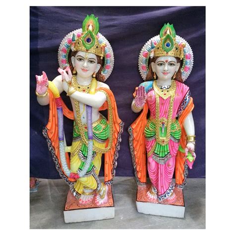 Hindu Radha Krishna Jugal Jodi Makrana Marble Statue For Worship Size