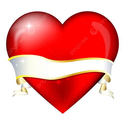 Gambar Hati Merah Dengan Gambar Clipart Vektor Pita Hati Merah Hati