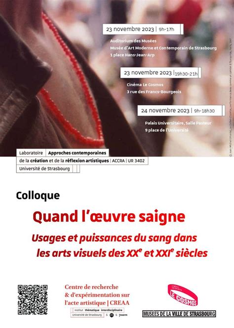 Colloque Quand L Uvre Saigne Usages Et Puissances Du Sang Dans Les