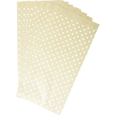 394107C Un Sachet De 50 Pochettes Kraft 15X31 6Cm Motif Étoiles