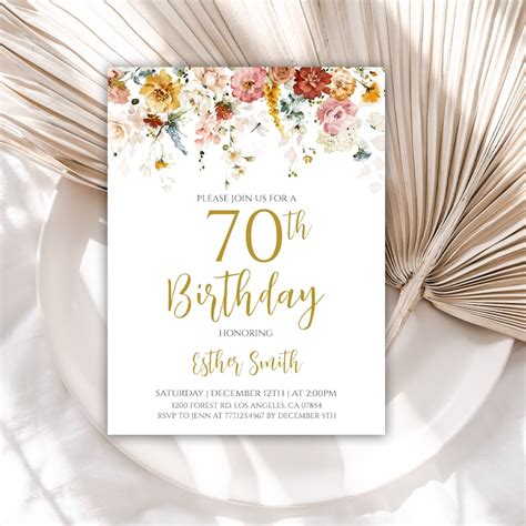 70th Birthday Invitation 70th Birthday Invitations For Women Etsy