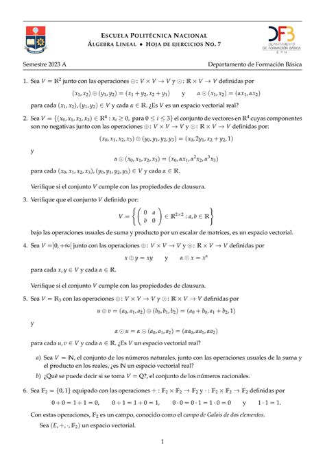 Hh S Hoja De Ejercicios Semana Escuela Polit Cnica Nacional