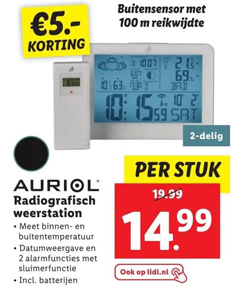 Auriol Radiografisch Weerstation Aanbieding Bij Lidl