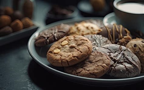 Un Primer Plano De Galletas En Un Caf Fondo Dulce Postre Panader A