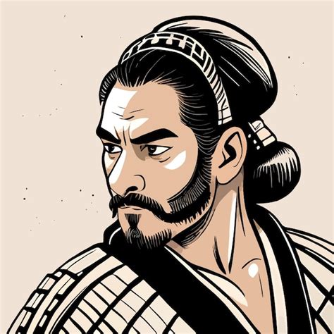 Una Caricatura De Un Hombre Con Barba Y Bigote Usando Un Kimono