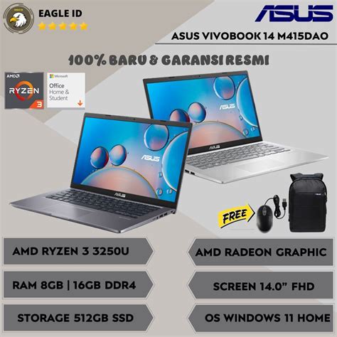 Jual Laptop Gaming Murah Asus Vivobook M Dao Amd Ryzen U Ram