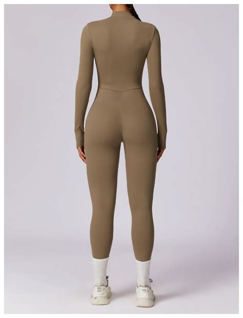 Long Sleeve Jumpsuits for Women, Jumpsuit Zip Front Tummy Control