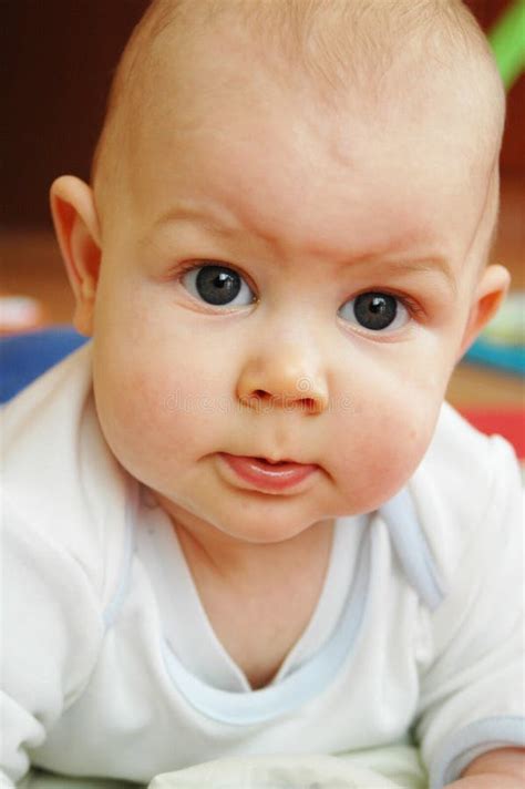 Baby Boy Portrait Stock Photo Image Of Inquisitive Lying 4464730