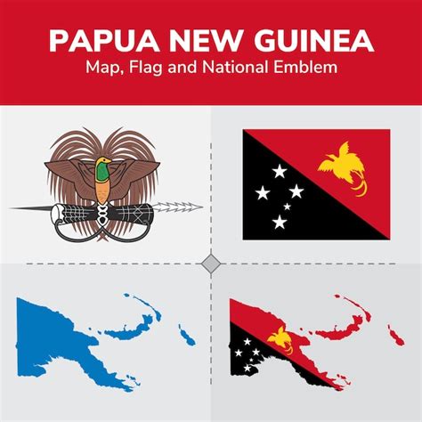 Papua New Guinea Map Flag And National Emblem Premium Vector