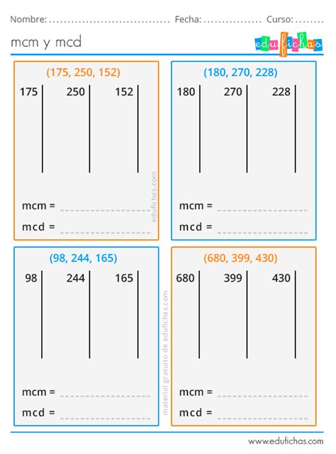 M Nimo N M Ltiplo M Ximo N Divisor Calcular Ejercicios