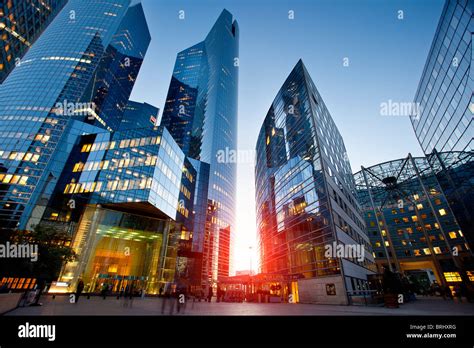 paris financial district la defense  night stock photo