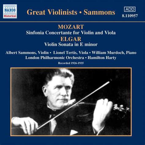 Great Violinists Sammons Mozart Sinfonia Concertante Elgar