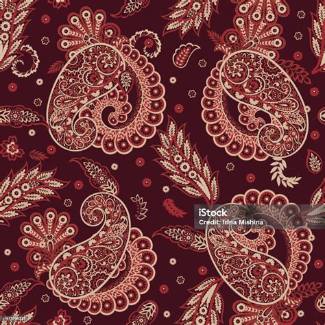 Seamless Paisley Pattern In Indian Batik Style Floral Vector Illustration Stock Illustration