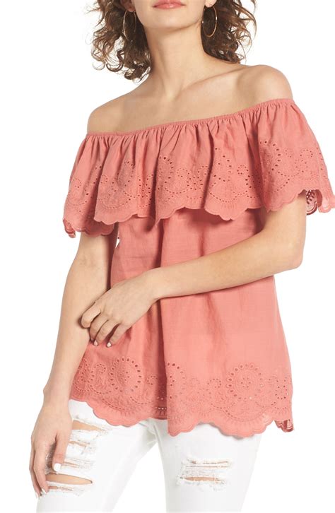 Eyelet Ruffle Off The Shoulder Top Ruffle Off The Shoulder Top