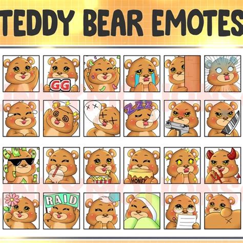 20 Brown Bear Emotes Twitch Discord Premade Ready To Use Etsy Australia