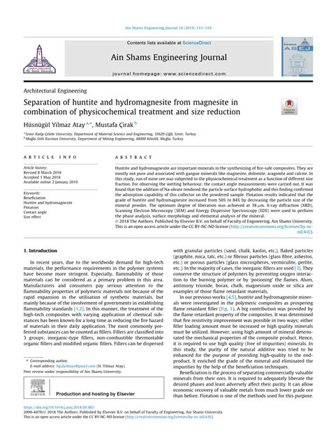 Pdf Separation Of Huntite And Hydromagnesite From Magnesite In