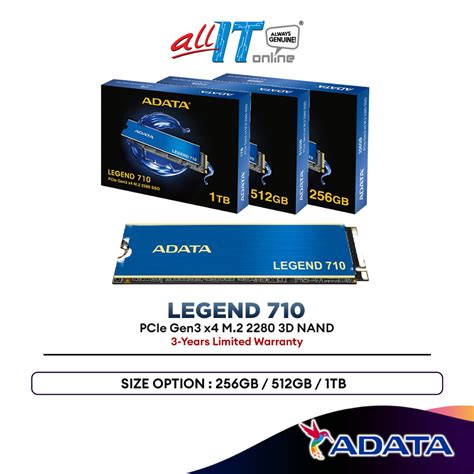 Adata Legend 710 Pcie Gen3 X4 M2 Ssd 2280 Solid State Drive 256gb 512gb 1tb Shopee Malaysia