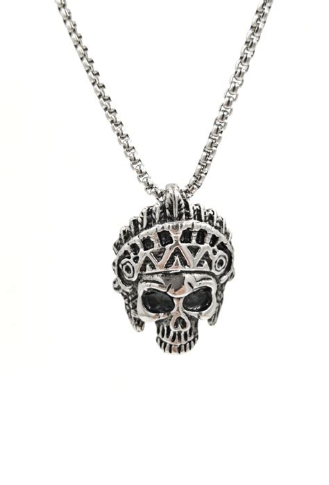 Collier Pendentif Homme Tête De Mort Collier Acier Inoxydable Mylene Et Felix Paris Fashion Shops