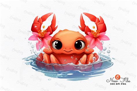 Cute Baby Red Crabs Sublimation Clipart Graphic By Crafticy Creative