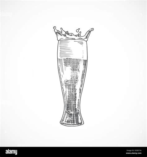 Elegant Beer Glass With Crown Like Foam Abstract Sketch Hand Drawn Vector Illustration Stock