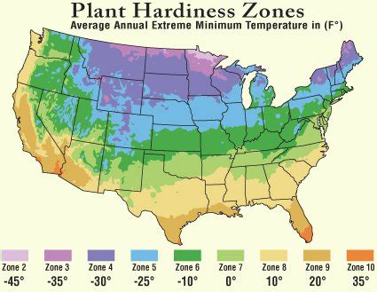 Plant Hardiness Zone Map, US Dept Agriculture Plant Hardiness Zones