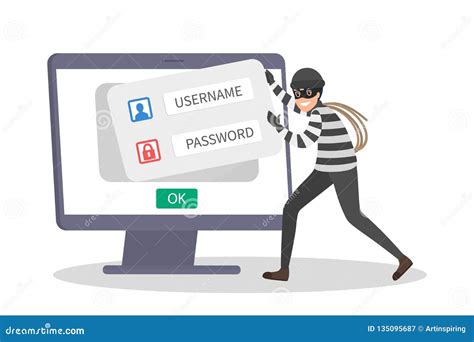 Thief Steal Personal Data With Password Cyber Crime Stock Vector Illustration Of Fraud