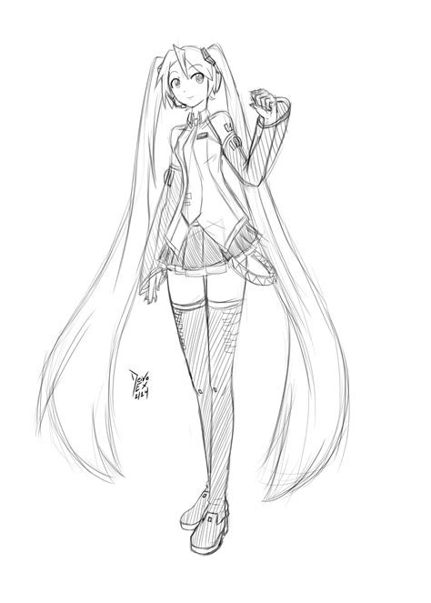 Hatsune Miku Sketch By Deiveex On Deviantart