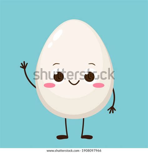 Cute Cartoon Egg Charactercter Funny Happy Stock Vector Royalty Free