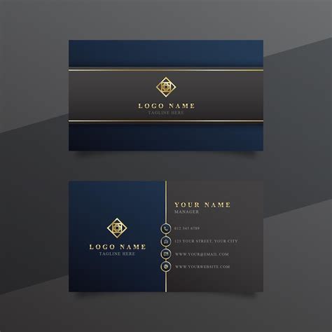 Premium Vector Professional Modern Dark Blue Business Card Template