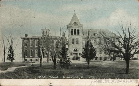 Public School Greenfield, IL Postcard