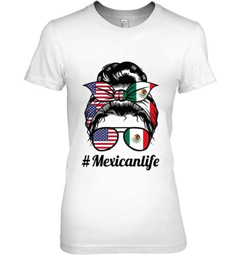 Womens Mexicanlife Messy Bun Mexico T Shirt Teeherivar